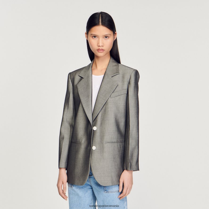 jachetă croită femei gri Sandro Paris îmbrăcăminte X8Z4NH275