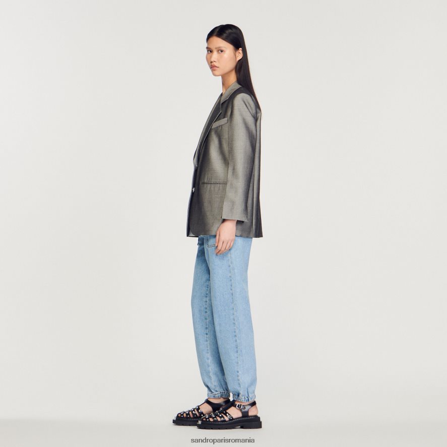 jachetă croită femei gri Sandro Paris îmbrăcăminte X8Z4NH275