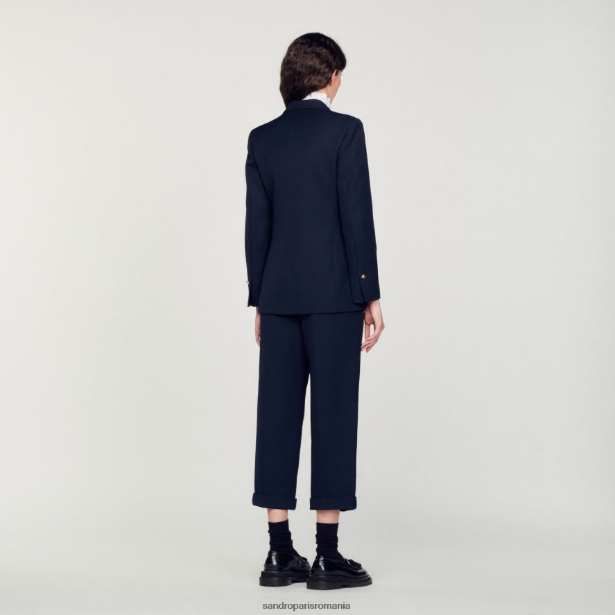 jachetă de costum în două piept femei albastru marin Sandro Paris îmbrăcăminte X8Z4NH155