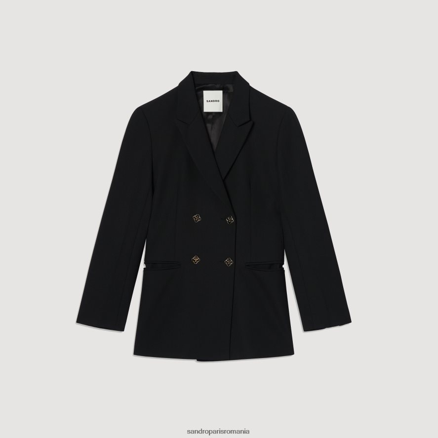 jachetă de costum în două piept femei negru Sandro Paris îmbrăcăminte X8Z4NH176