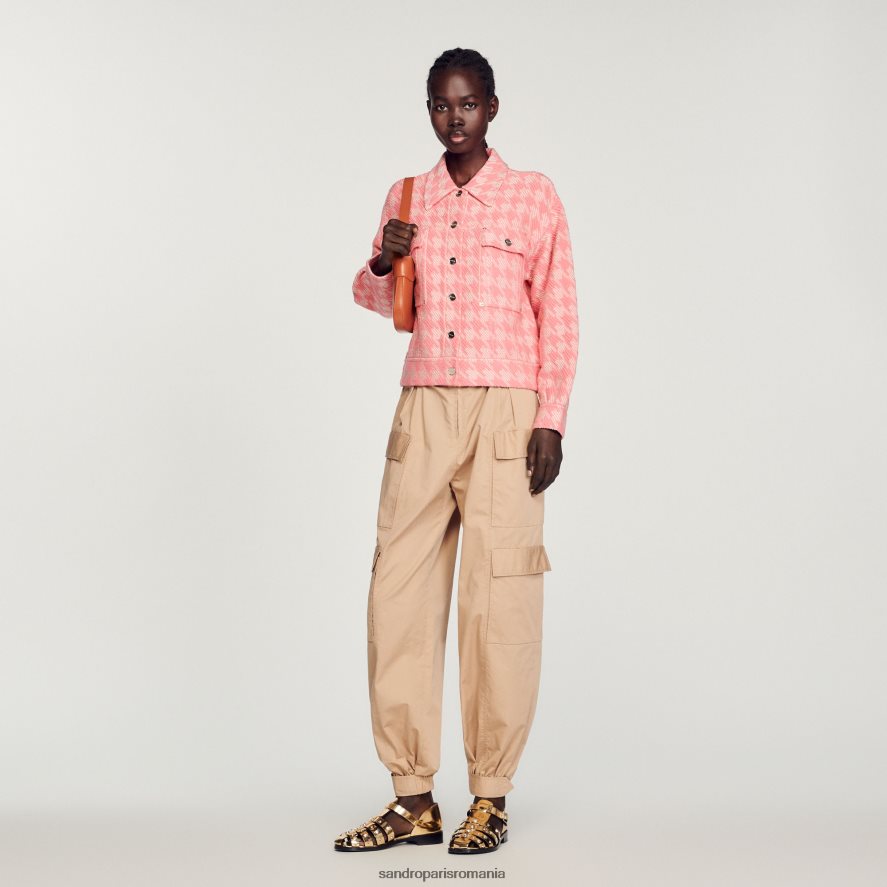 jachetă din picioare de găin femei roz Sandro Paris îmbrăcăminte X8Z4NH228