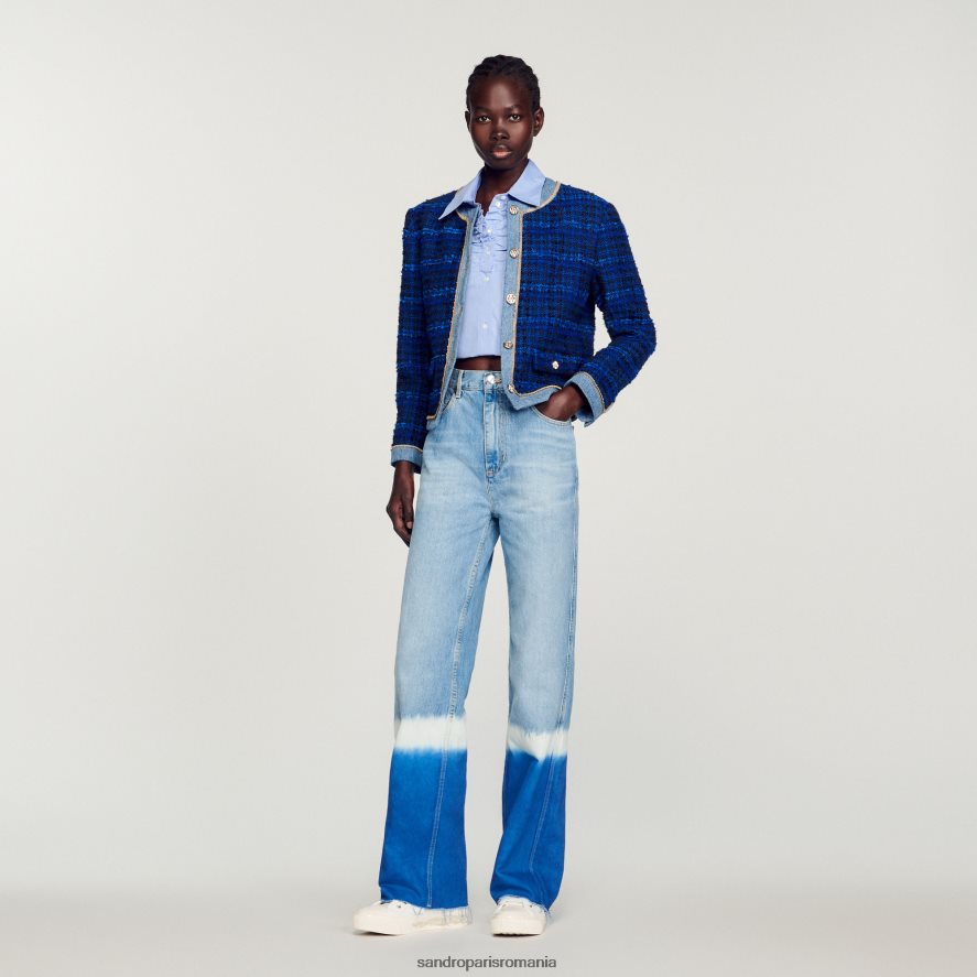 jachetă din tweed femei albastru electric Sandro Paris îmbrăcăminte X8Z4NH290
