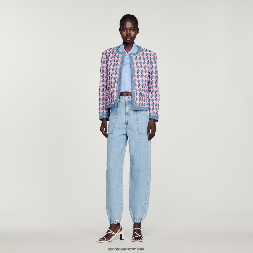 jachetă din tweed femei violet/albastru Sandro Paris îmbrăcăminte X8Z4NH301