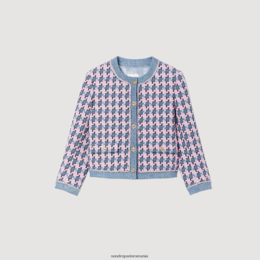 jachetă din tweed femei violet/albastru Sandro Paris îmbrăcăminte X8Z4NH301