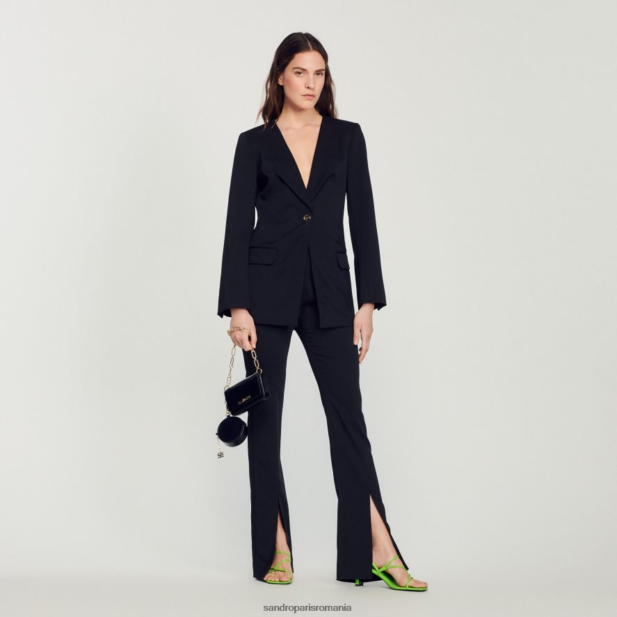 jachetă montată femei negru Sandro Paris îmbrăcăminte X8Z4NH448