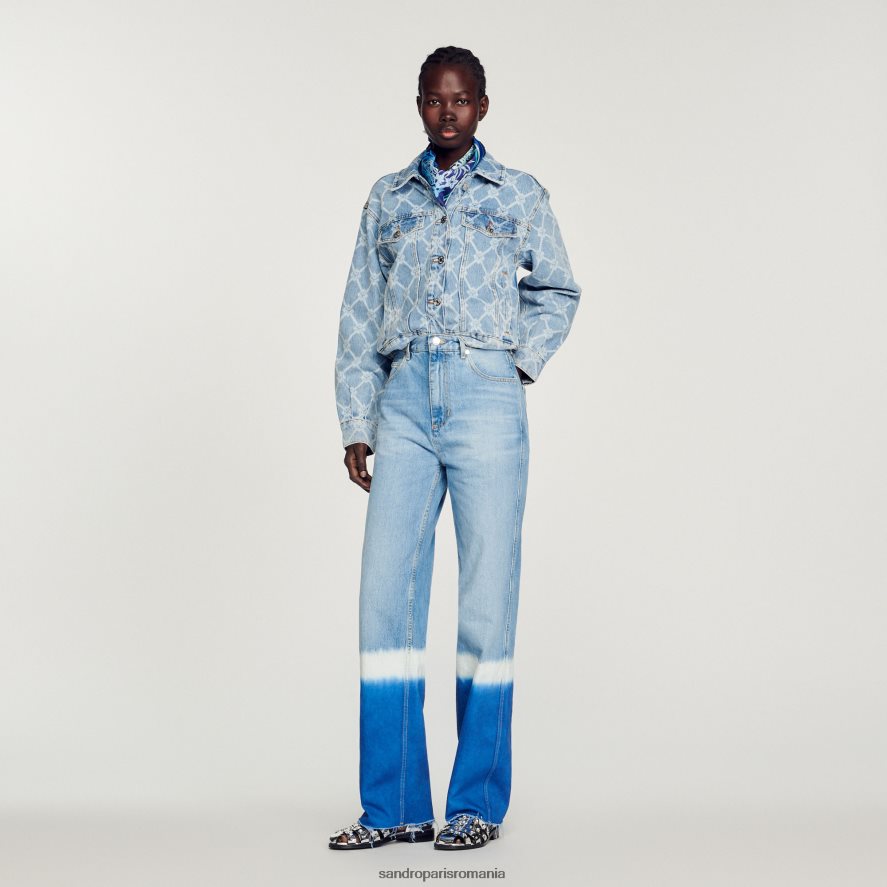 jacheta denim femei blugi albaștri Sandro Paris îmbrăcăminte X8Z4NH363