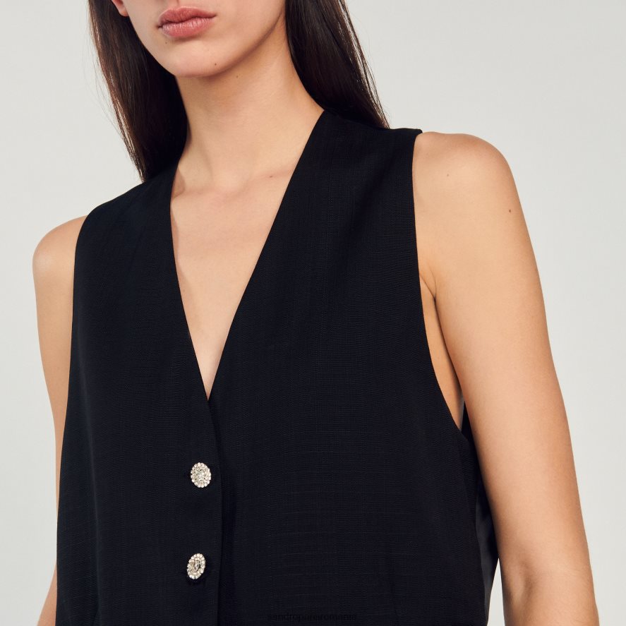 vestă masculină cu strasuri femei negru Sandro Paris îmbrăcăminte X8Z4NH284