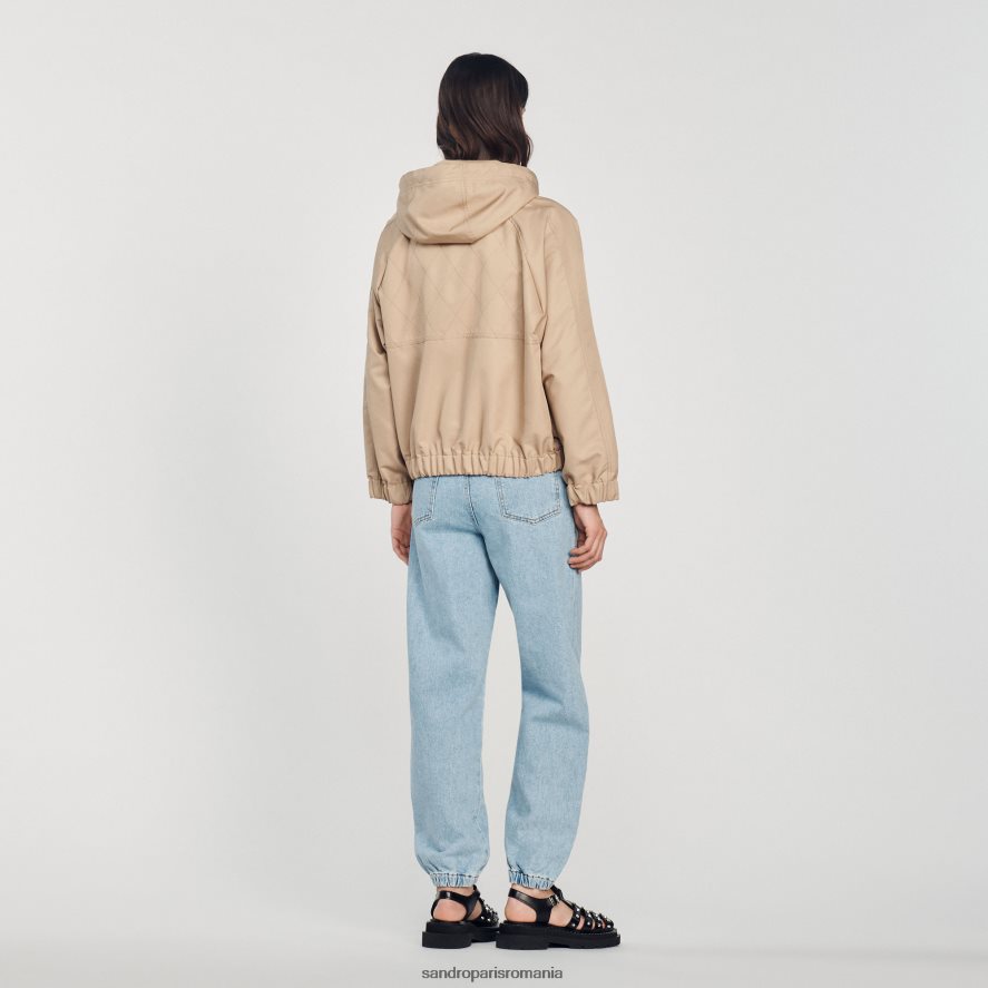 parka cu glugă femei bej Sandro Paris îmbrăcăminte X8Z4NH406