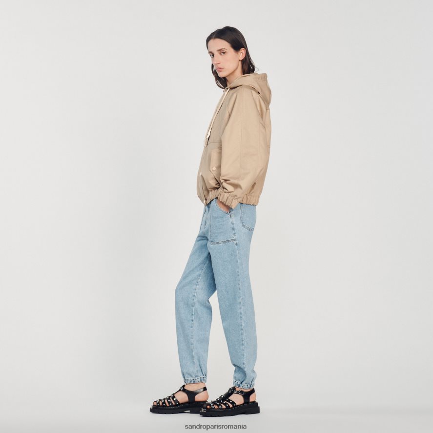 parka cu glugă femei bej Sandro Paris îmbrăcăminte X8Z4NH406