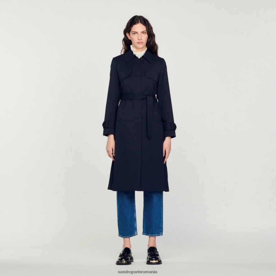 trenci cu inserție plisată femei albastru marin Sandro Paris îmbrăcăminte X8Z4NH123