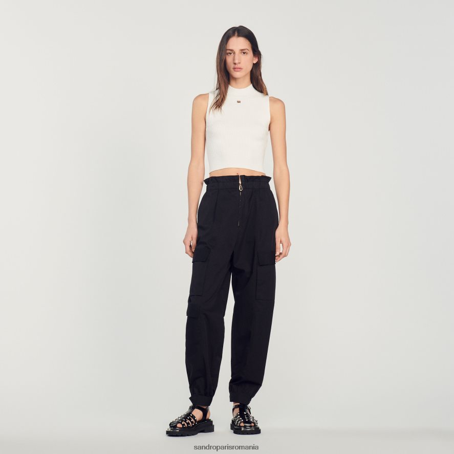 pantaloni cargo femei negru Sandro Paris îmbrăcăminte X8Z4NH186