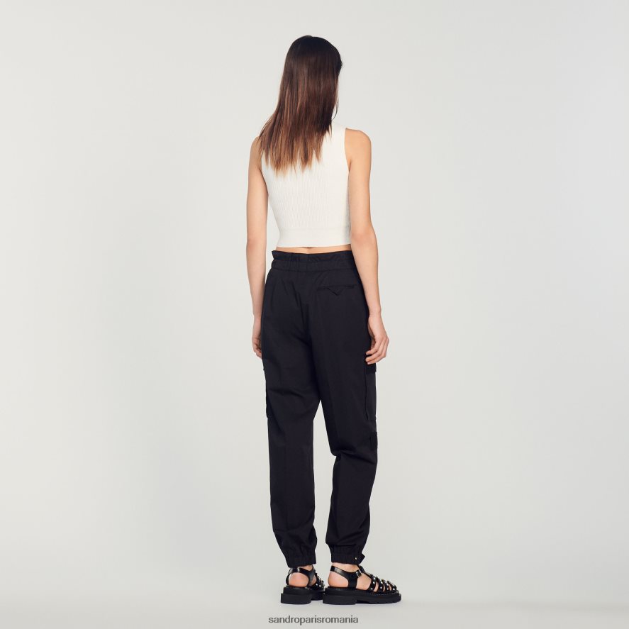 pantaloni cargo femei negru Sandro Paris îmbrăcăminte X8Z4NH186