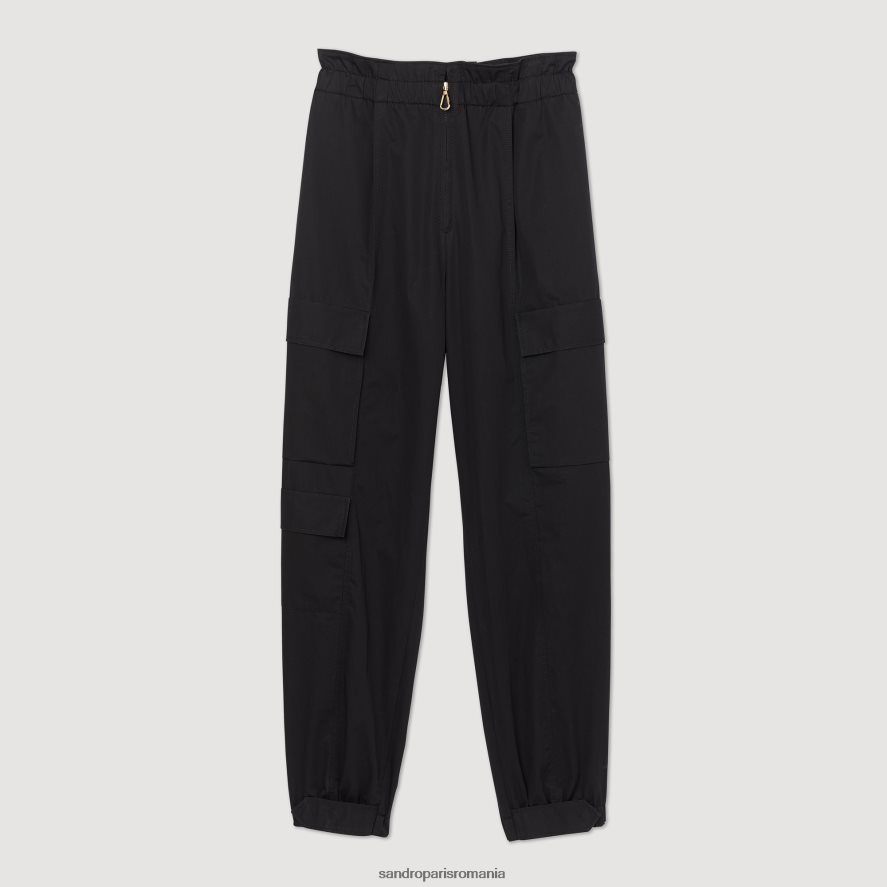 pantaloni cargo femei negru Sandro Paris îmbrăcăminte X8Z4NH186