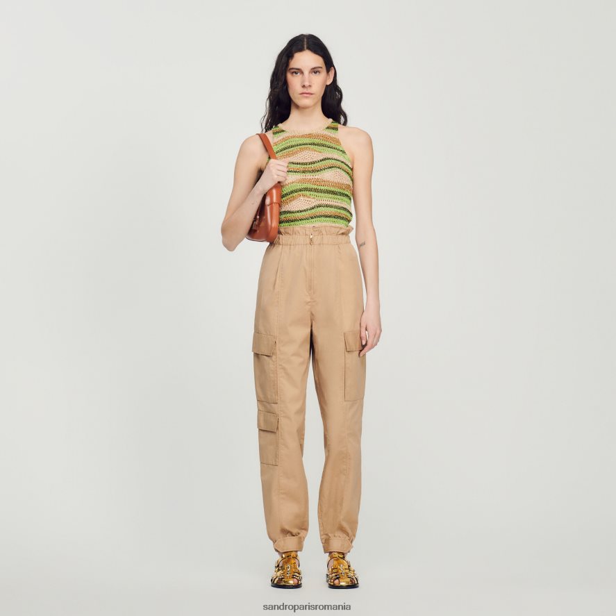 pantaloni cargo femei nisip Sandro Paris îmbrăcăminte X8Z4NH185