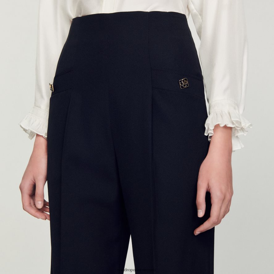 pantaloni cu talie înaltă femei negru Sandro Paris îmbrăcăminte X8Z4NH147