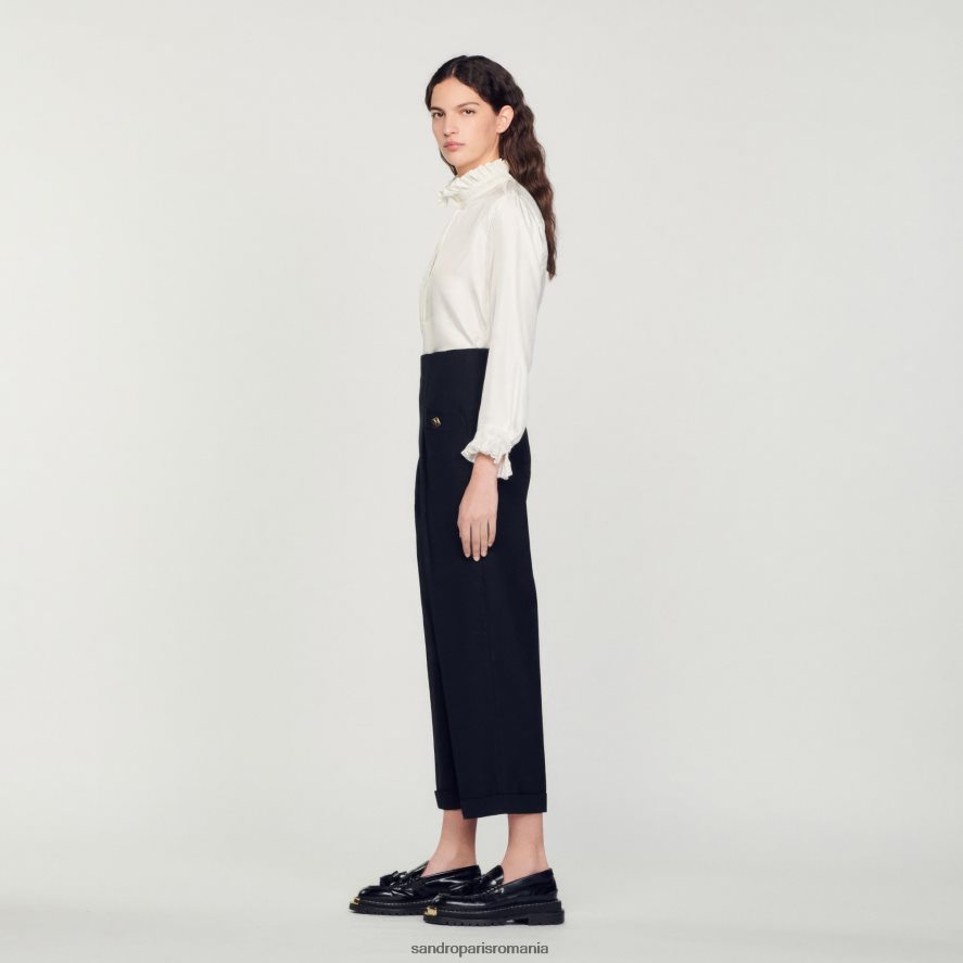 pantaloni cu talie înaltă femei negru Sandro Paris îmbrăcăminte X8Z4NH147
