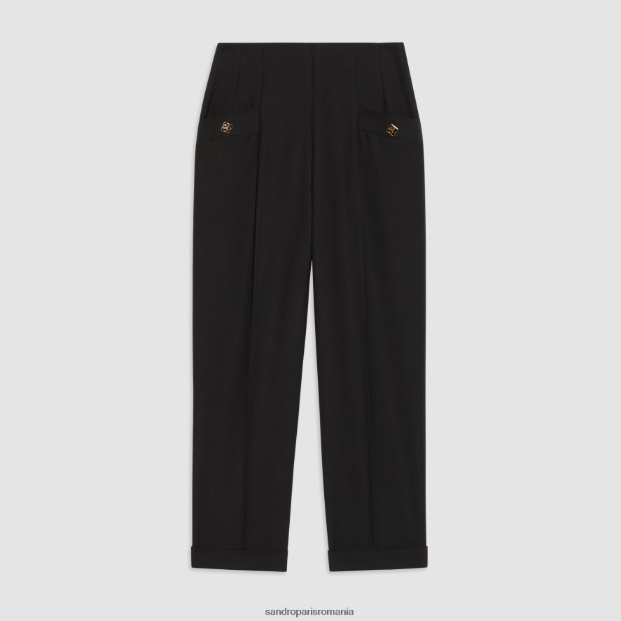 pantaloni cu talie înaltă femei negru Sandro Paris îmbrăcăminte X8Z4NH147