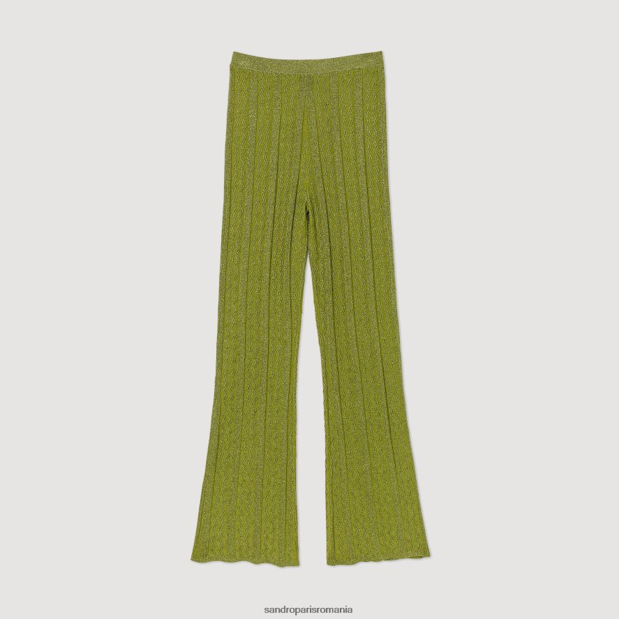 pantaloni din tricot metalic femei kaki ușor Sandro Paris îmbrăcăminte X8Z4NH350