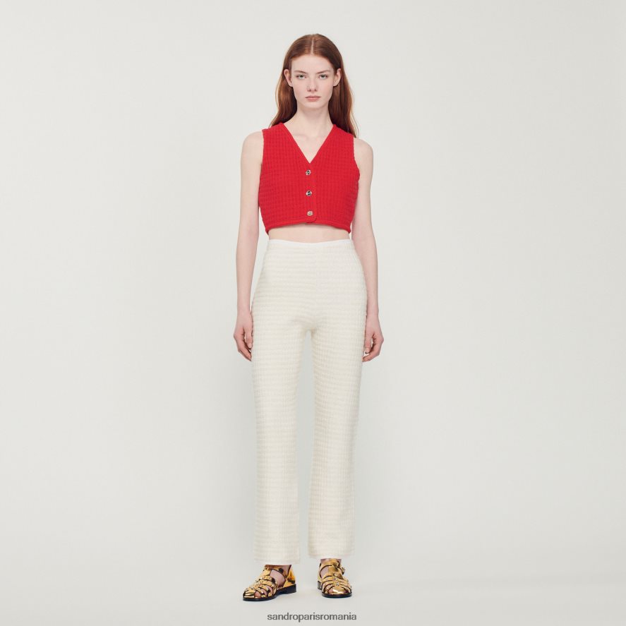 pantaloni din tweed femei ecru Sandro Paris îmbrăcăminte X8Z4NH459