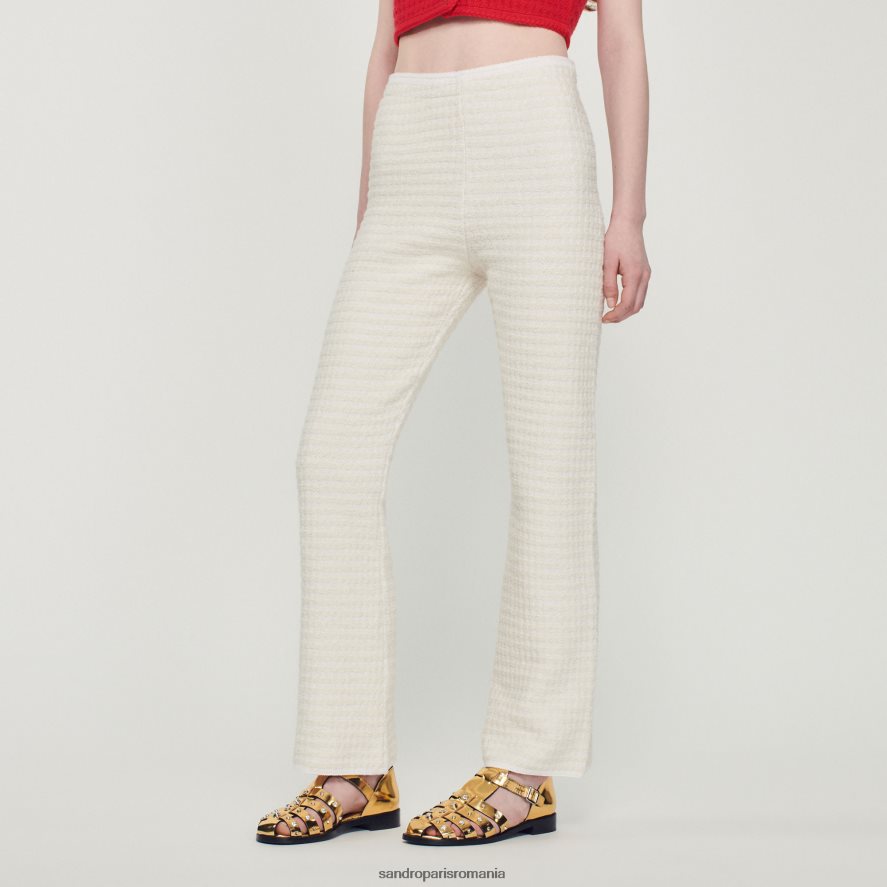 pantaloni din tweed femei ecru Sandro Paris îmbrăcăminte X8Z4NH459