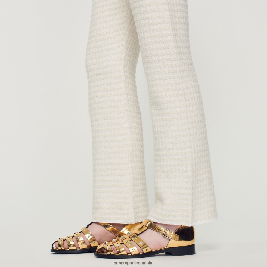 pantaloni din tweed femei ecru Sandro Paris îmbrăcăminte X8Z4NH459