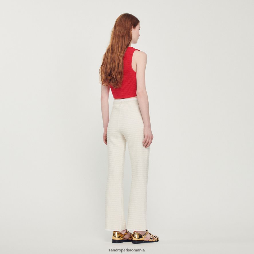 pantaloni din tweed femei ecru Sandro Paris îmbrăcăminte X8Z4NH459