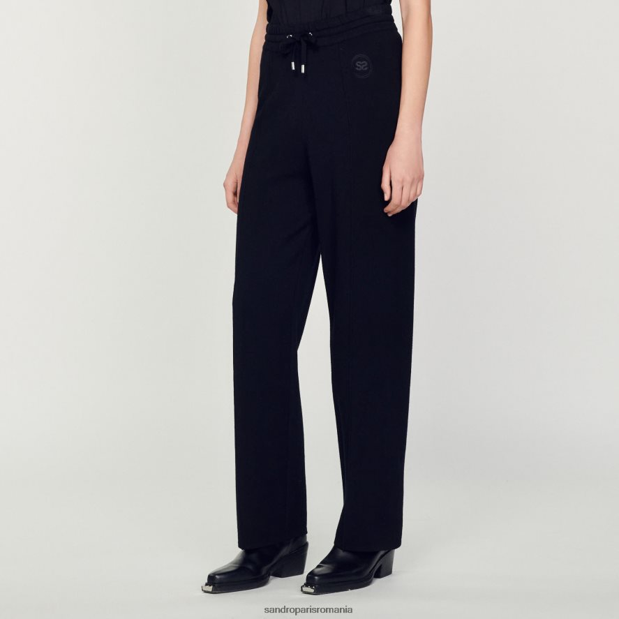 pantaloni drepti tricotati femei negru Sandro Paris îmbrăcăminte X8Z4NH145