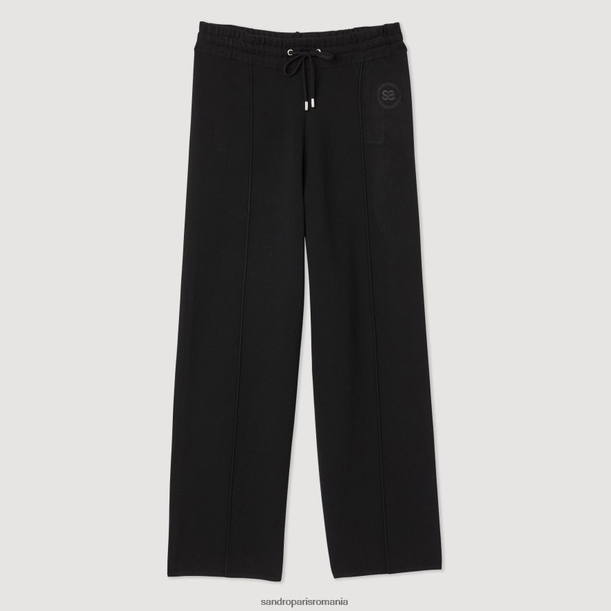 pantaloni drepti tricotati femei negru Sandro Paris îmbrăcăminte X8Z4NH145