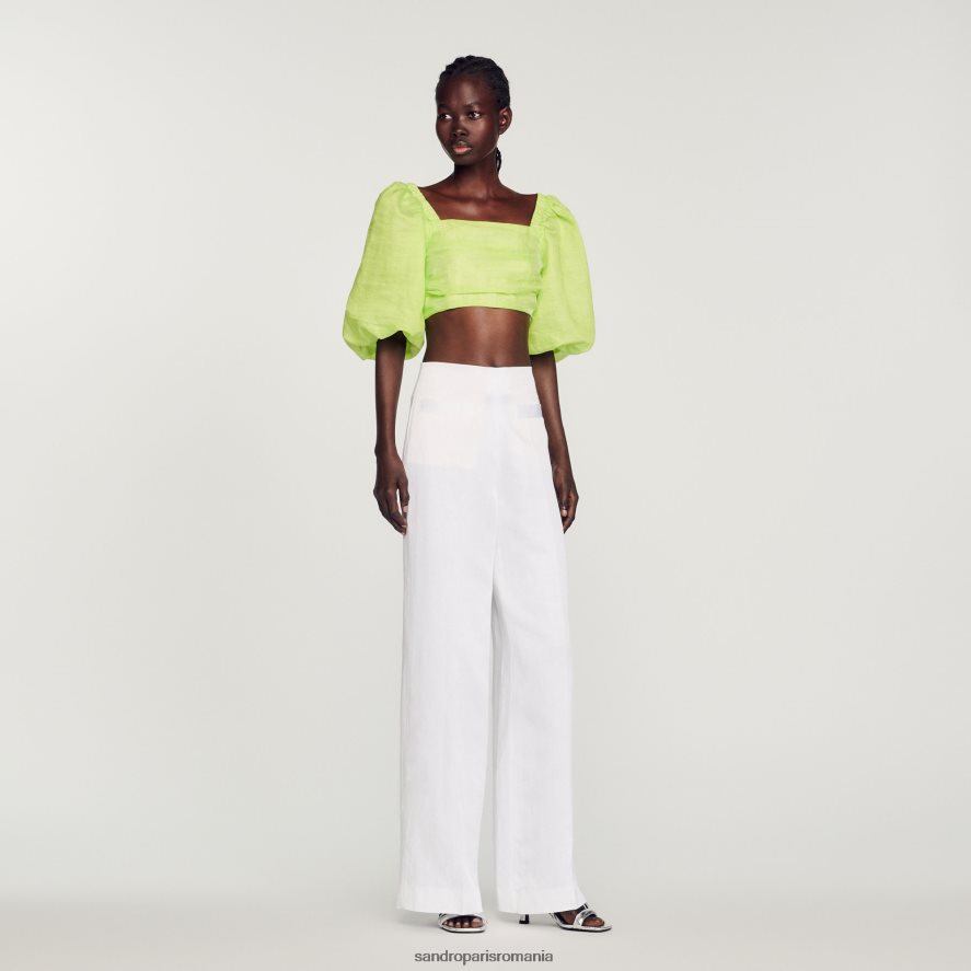 pantaloni largi femei alb Sandro Paris îmbrăcăminte X8Z4NH181