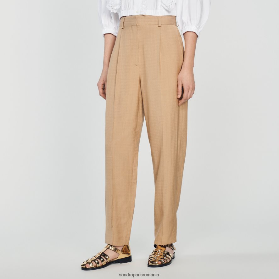 pantaloni largi femei bej Sandro Paris îmbrăcăminte X8Z4NH304
