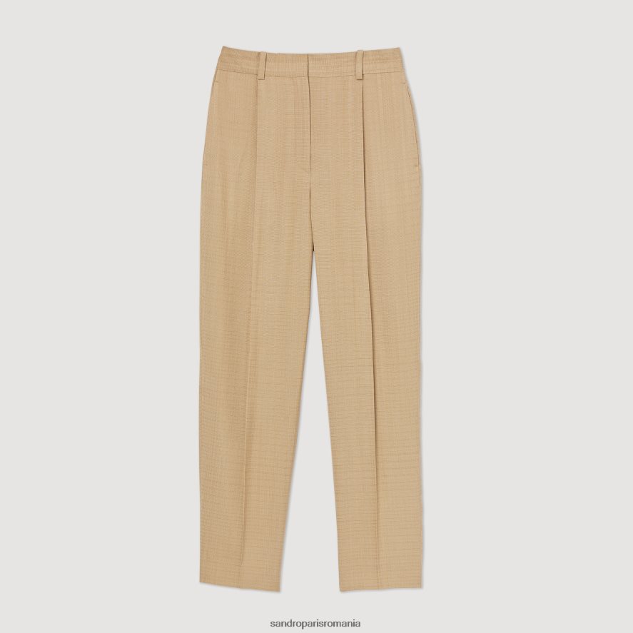 pantaloni largi femei bej Sandro Paris îmbrăcăminte X8Z4NH304