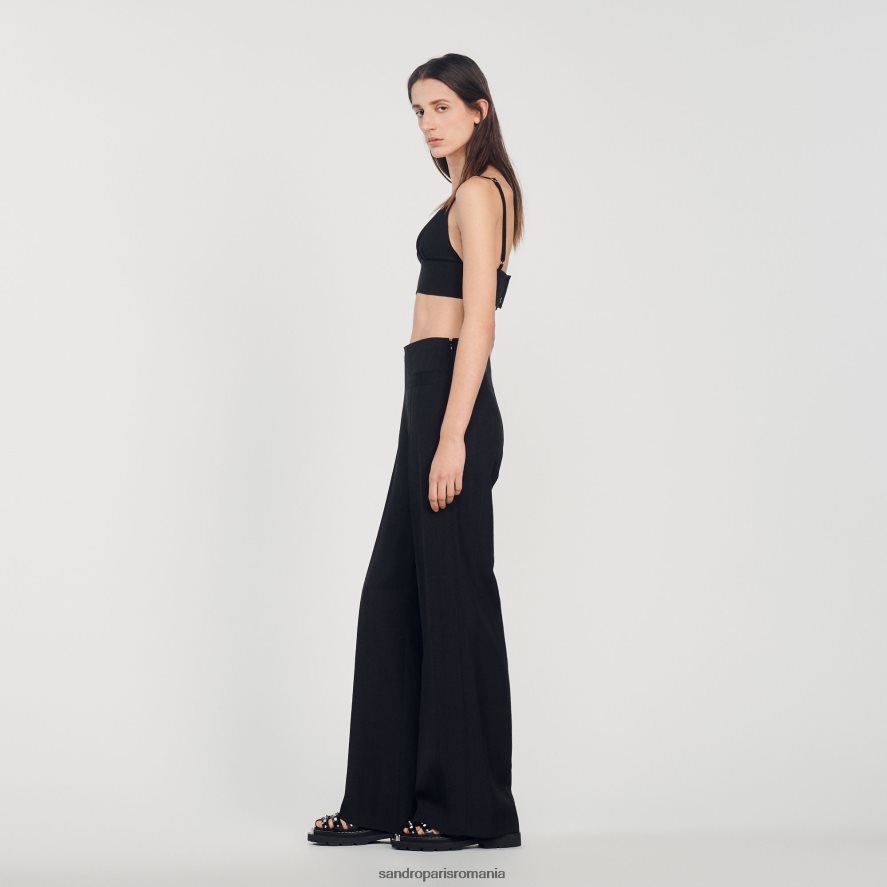 pantaloni largi femei negru Sandro Paris îmbrăcăminte X8Z4NH169