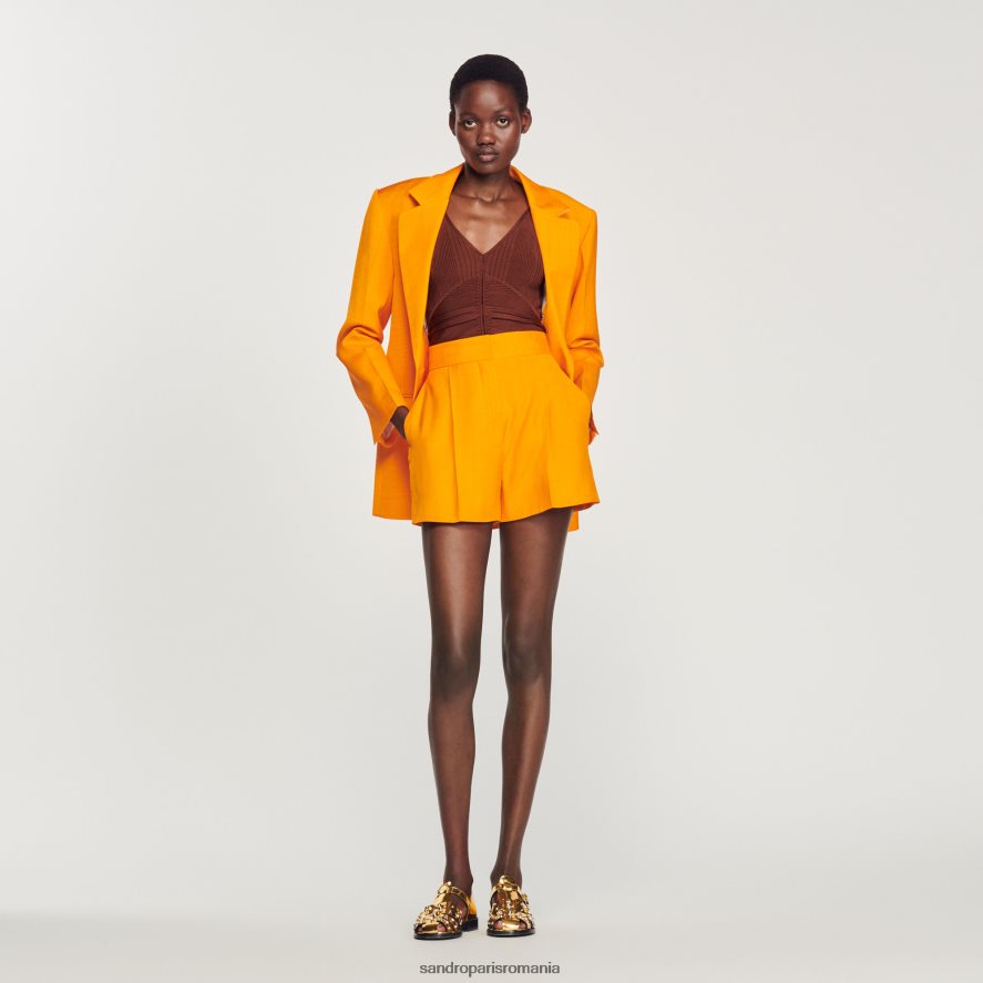 pantaloni scurți cu picioare largi femei portocale Sandro Paris îmbrăcăminte X8Z4NH387