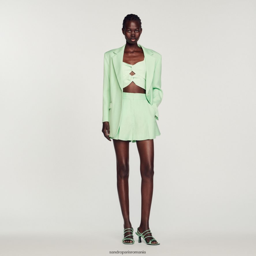 pantaloni scurți cu picioare largi femei verde deschis Sandro Paris îmbrăcăminte X8Z4NH456