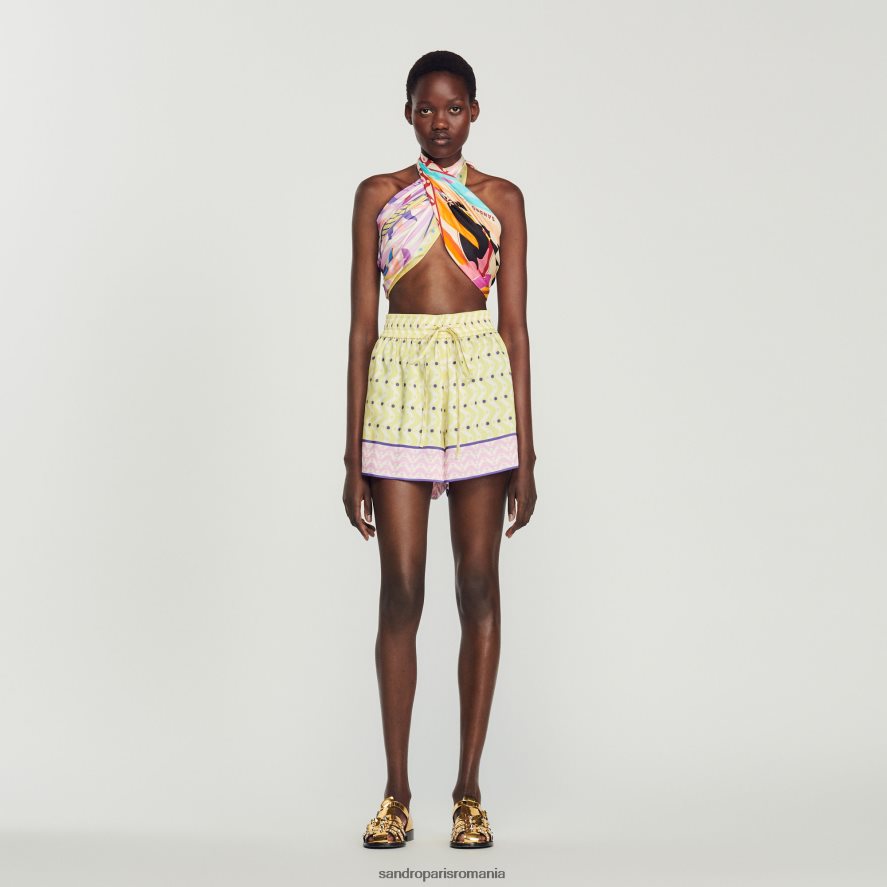 pantaloni scurți cu stea cu imprimeu largi femei galben/violet Sandro Paris îmbrăcăminte X8Z4NH161