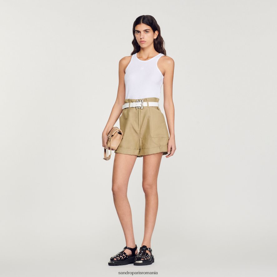 pantaloni scurți cu talie înaltă femei terre Sandro Paris îmbrăcăminte X8Z4NH225