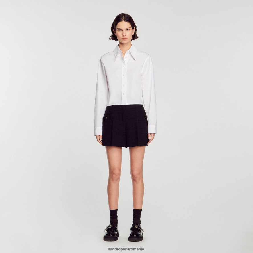 pantaloni scurți din tweed cu talie înaltă femei negru Sandro Paris îmbrăcăminte X8Z4NH149