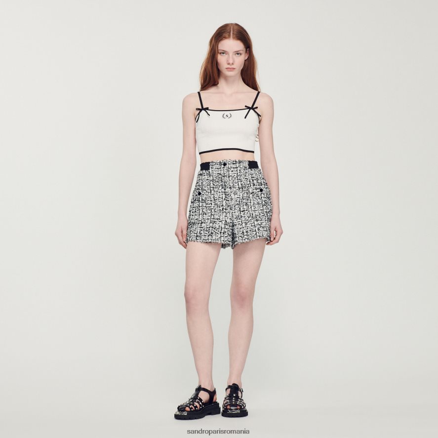 pantaloni scurți din tweed femei negru Sandro Paris îmbrăcăminte X8Z4NH321