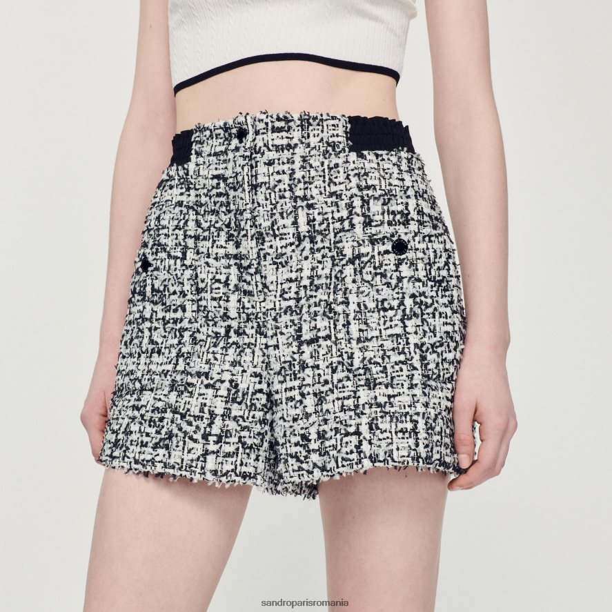 pantaloni scurți din tweed femei negru Sandro Paris îmbrăcăminte X8Z4NH321