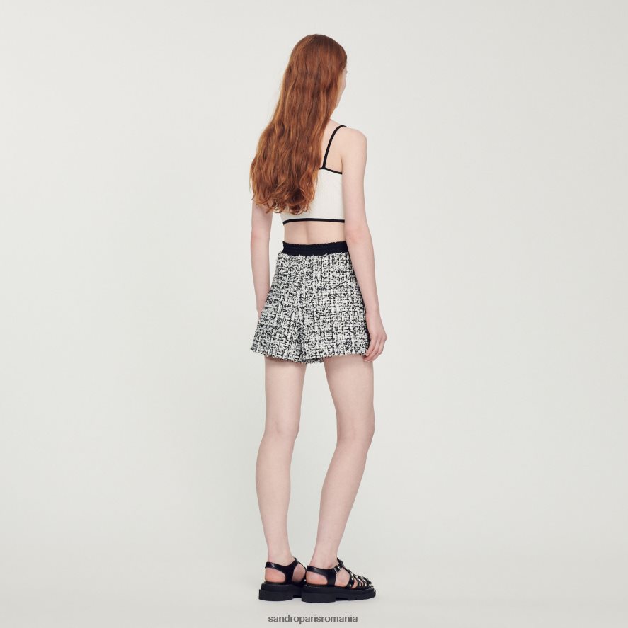 pantaloni scurți din tweed femei negru Sandro Paris îmbrăcăminte X8Z4NH321