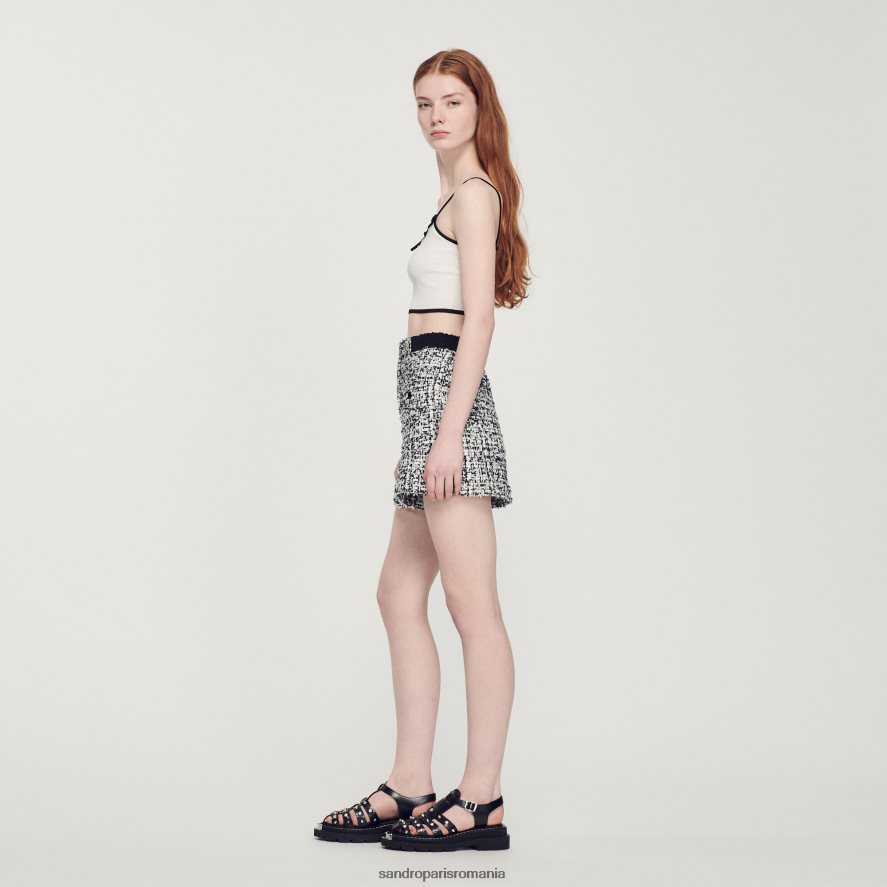pantaloni scurți din tweed femei negru Sandro Paris îmbrăcăminte X8Z4NH321