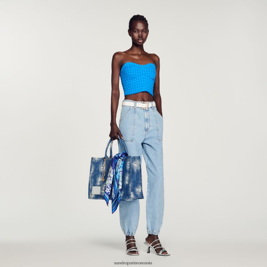 bustieră decupată din tweed femei albastru electric Sandro Paris îmbrăcăminte X8Z4NH299