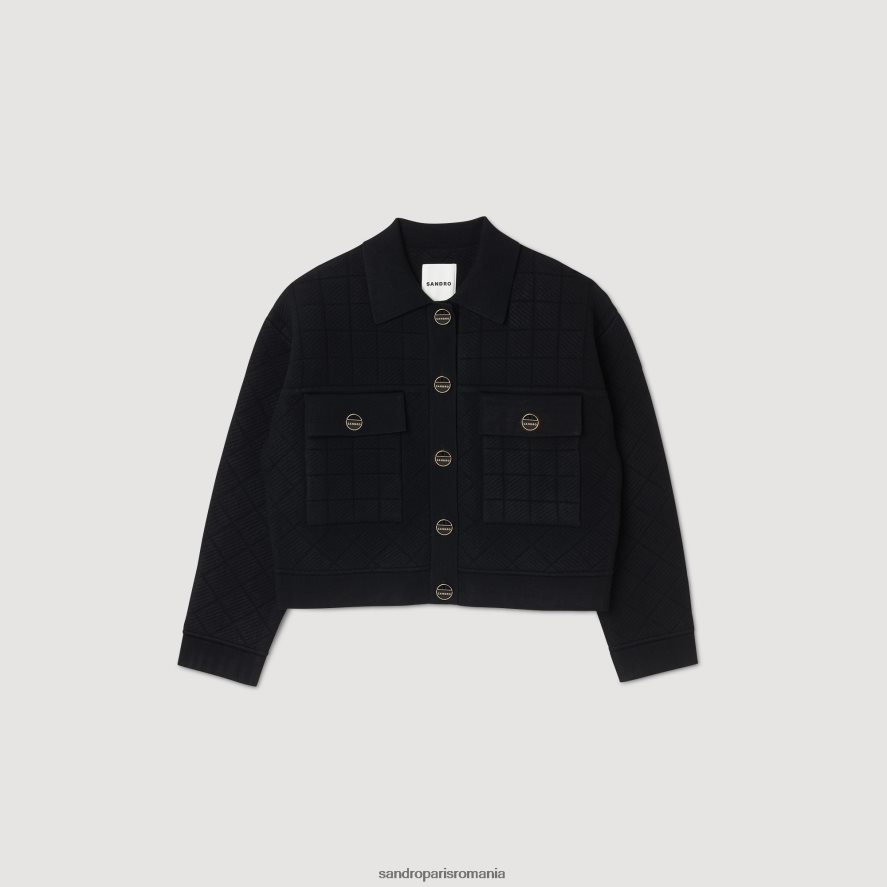 cardigan decupat din tricot femei negru Sandro Paris îmbrăcăminte X8Z4NH35