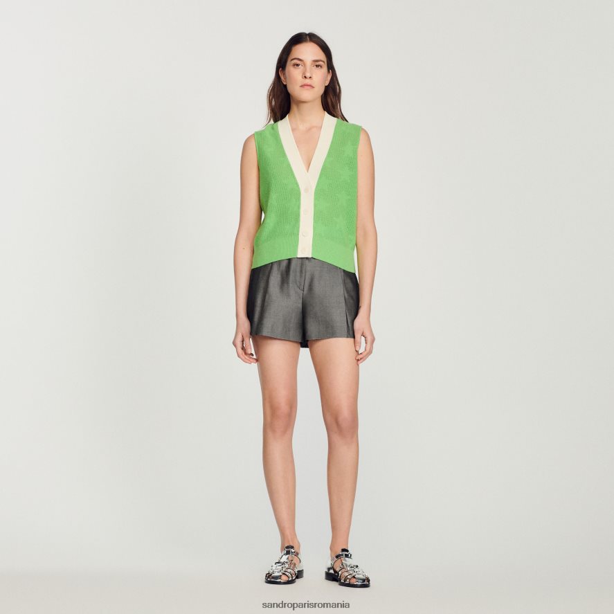 cardigan fără mâneci femei verde Sandro Paris îmbrăcăminte X8Z4NH325