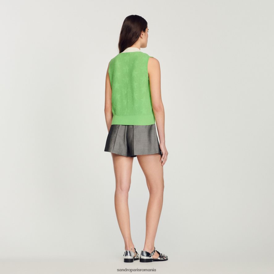 cardigan fără mâneci femei verde Sandro Paris îmbrăcăminte X8Z4NH325