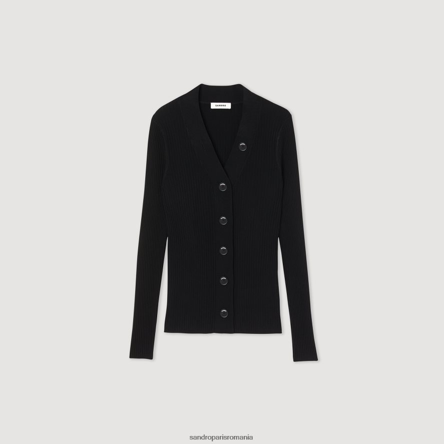 cardigan tricotat femei negru Sandro Paris îmbrăcăminte X8Z4NH428