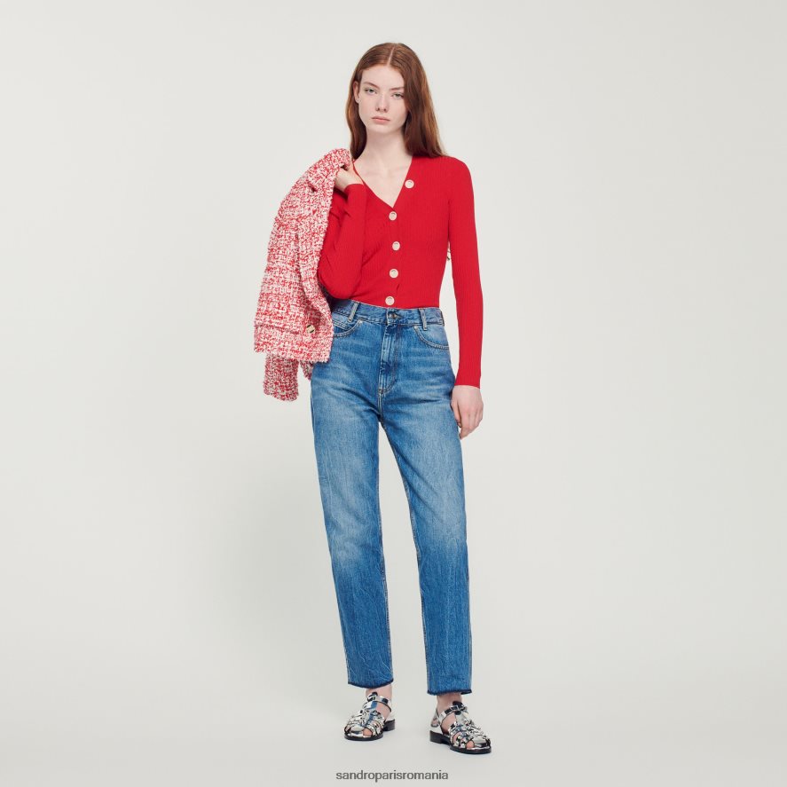 cardigan tricotat femei o singură culoare Sandro Paris îmbrăcăminte X8Z4NH361