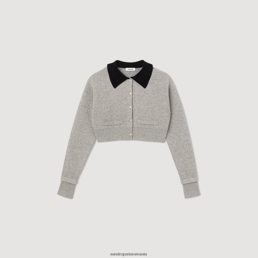 coatigan decupat femei gri Sandro Paris îmbrăcăminte X8Z4NH33