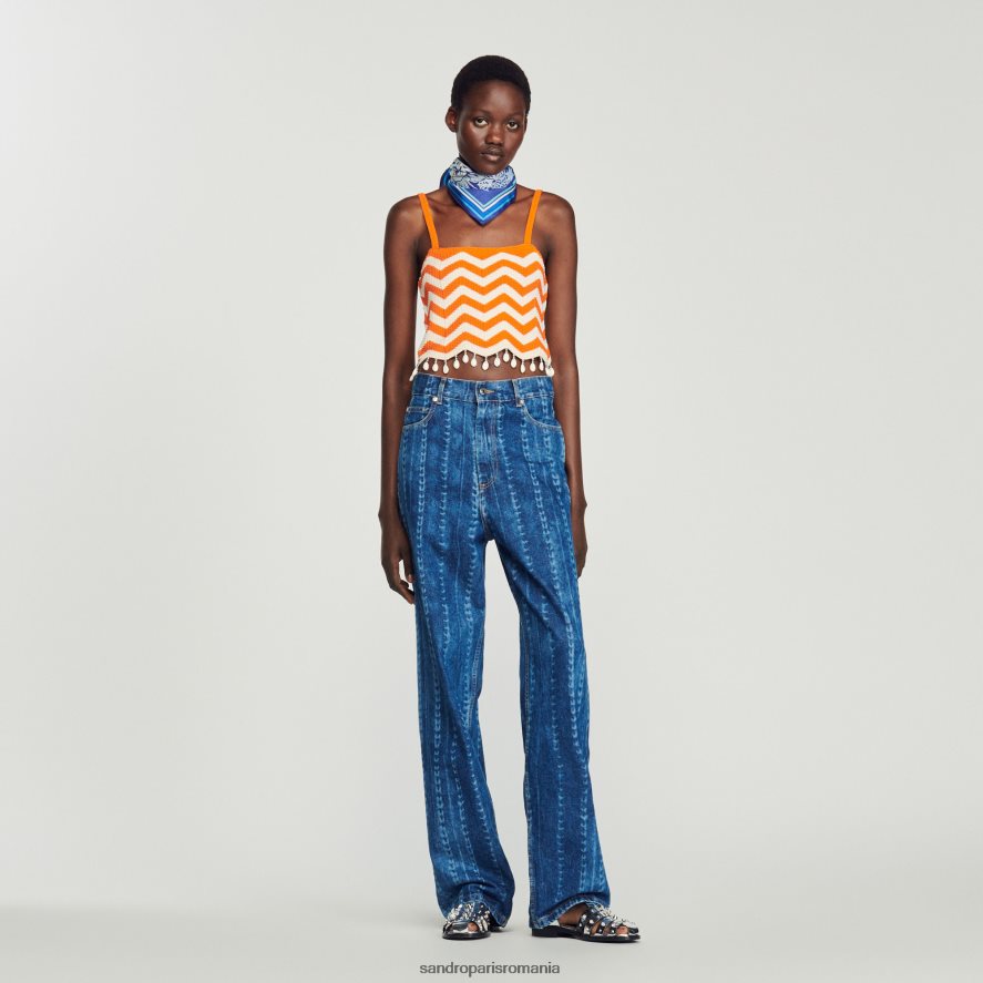 crop top cu mărgele femei portocaliu/alb aproape Sandro Paris îmbrăcăminte X8Z4NH446