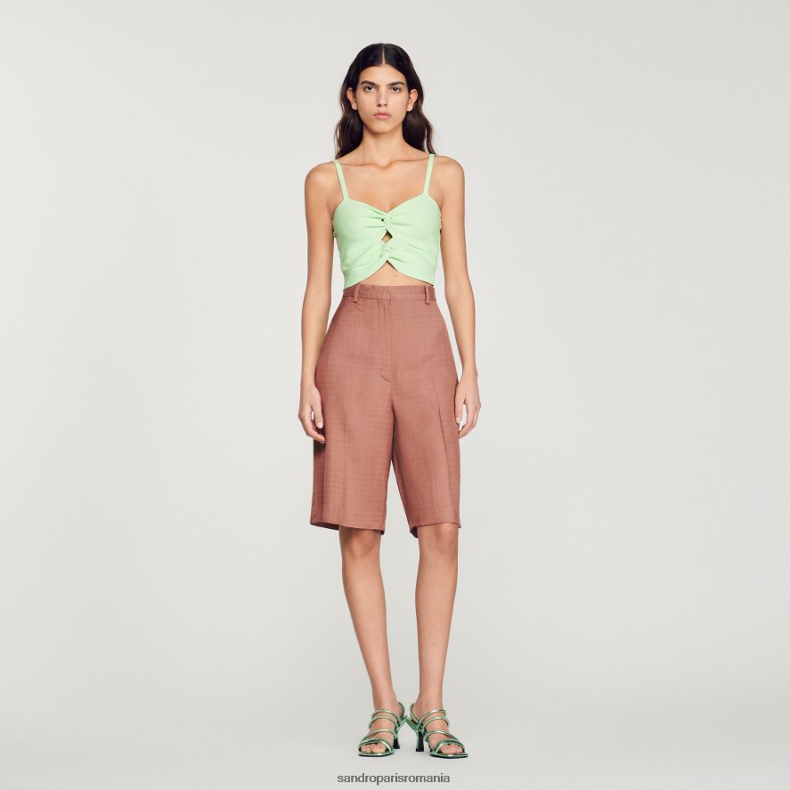 crop top legat femei verde deschis Sandro Paris îmbrăcăminte X8Z4NH413